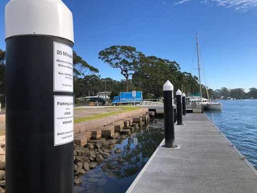 Picture of a boat ramp showing the sandstone retaining wall