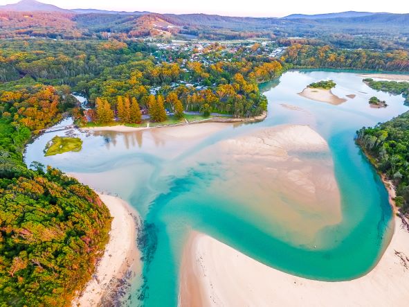 Aerial picture of  Moonee estuary