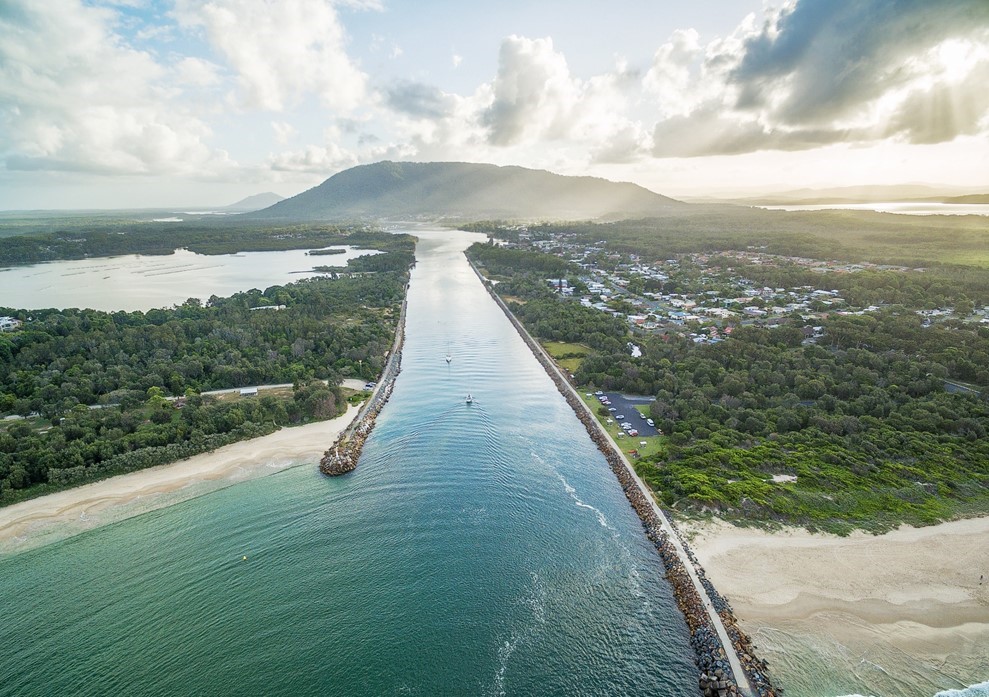 Aerial photo of river mouth 