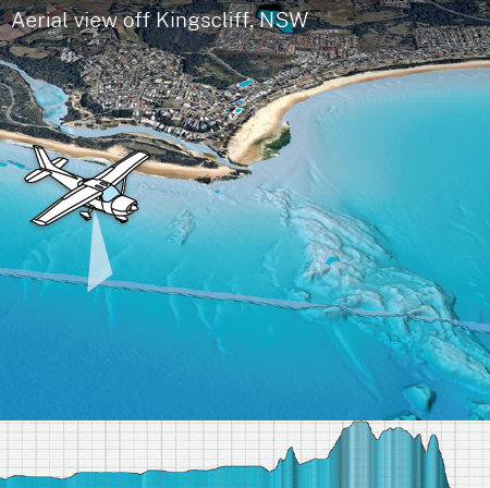 Aerial view of Kingscliff showing underwater depths